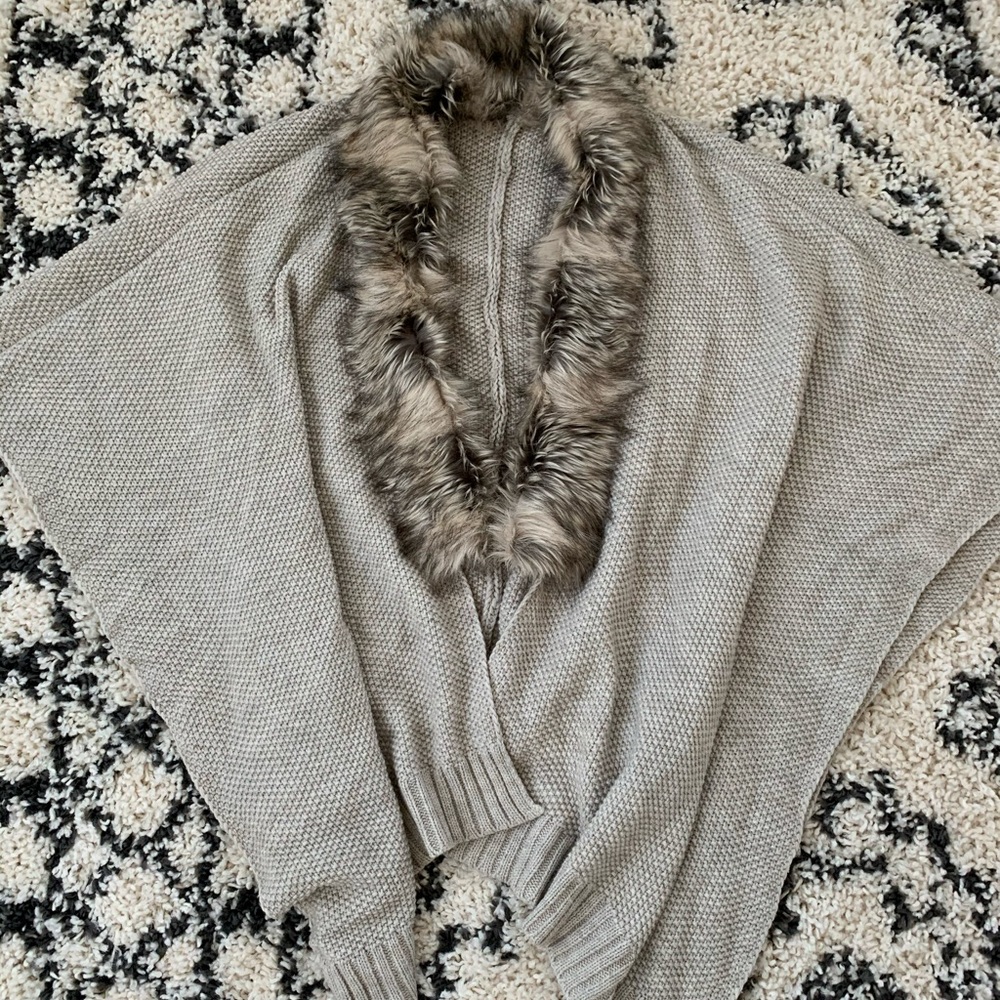 Merona Sweater Cape with Fur